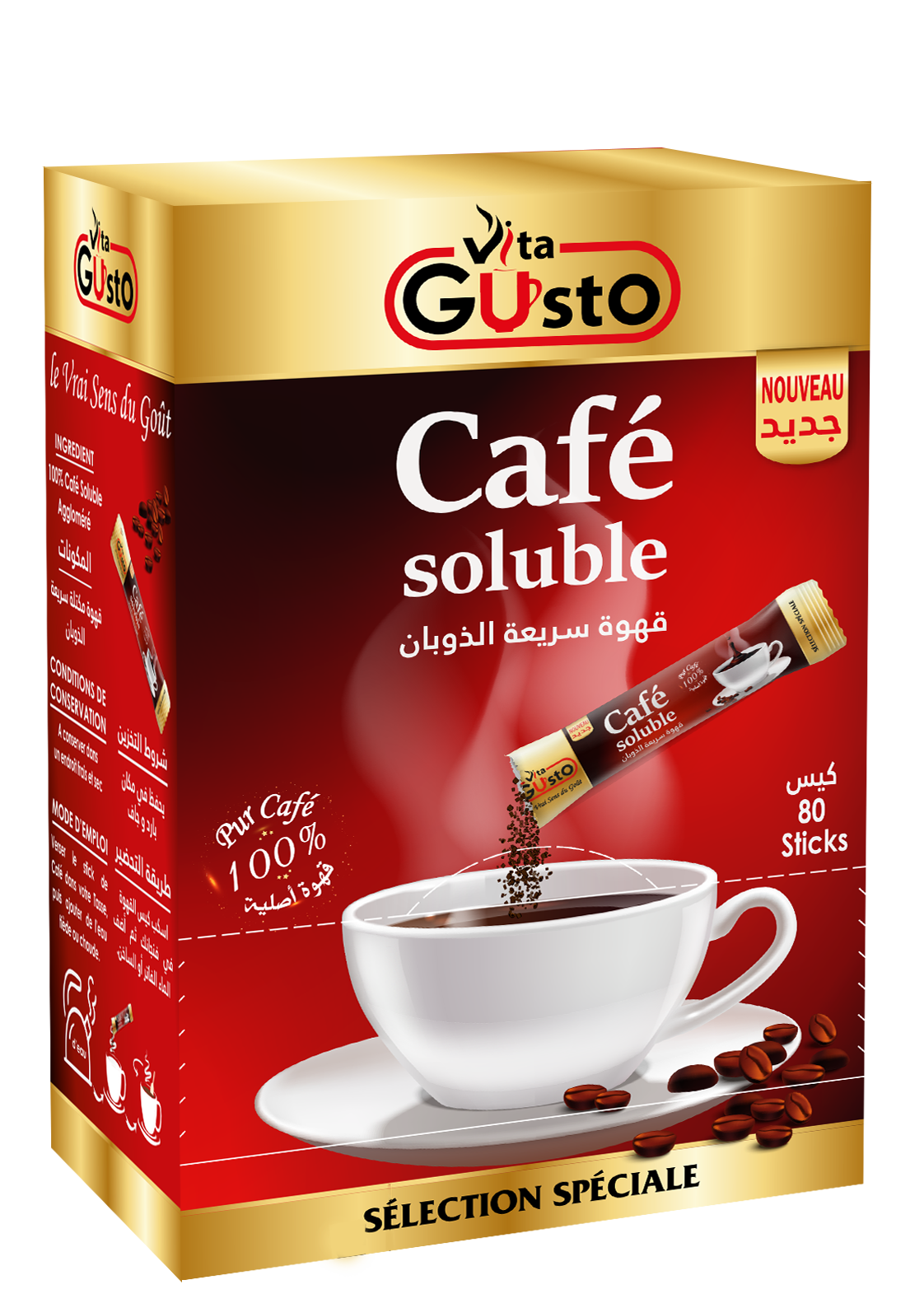 Café soluble L'Or Classique, boîte de 80 sticks - Café soluble